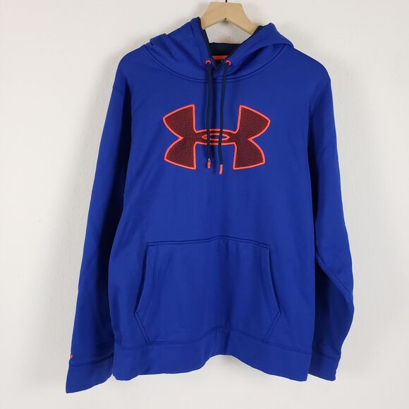 Under Armour UA Storm Hoodie Men SIZE L Blue Hooded Pullover Training Gym FLAWS - Picture 11 of 14